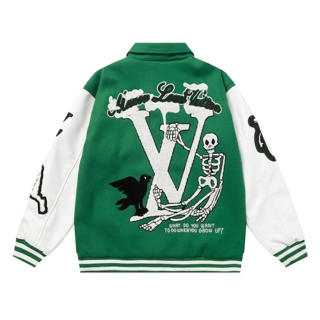 Louis Vuitton Varsity Leather Jacket Green
