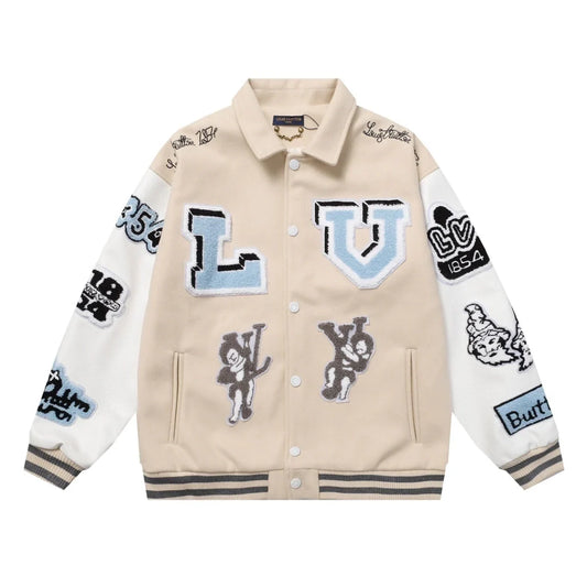 Louis Vuitton Leather Varsity Jacket White by Virgil Abloh