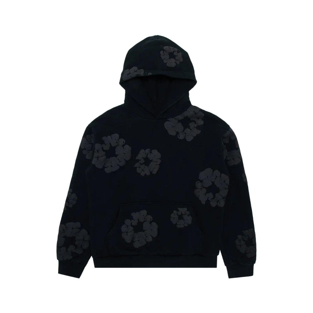 Denim Tears Cotton Wreath Hooded Sweatshirt "Black Monochrome"