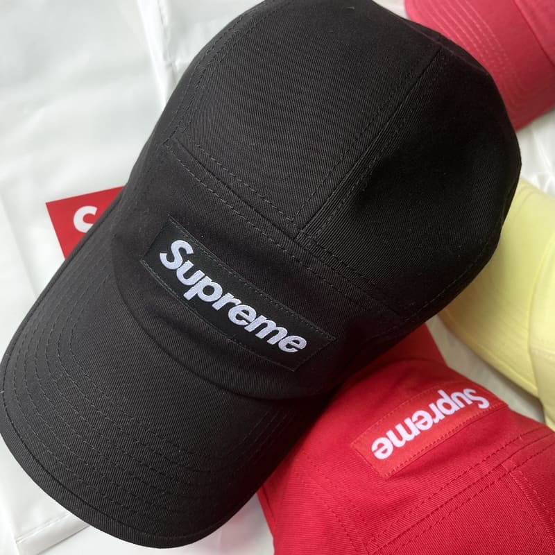 Supreme Washed Chino Twill Camp Black Cap
