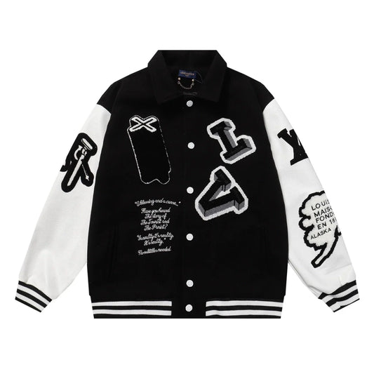 Louis Vuitton Varsity Leather Jacket Black & White